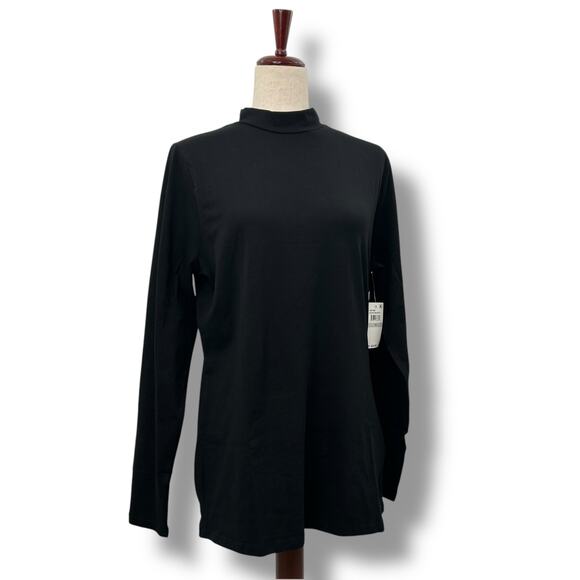 NEW Aveto Black Long Sleeve Top Plus Size 1X Black Mock Neck Modest Layering NWT - Picture 3 of 10